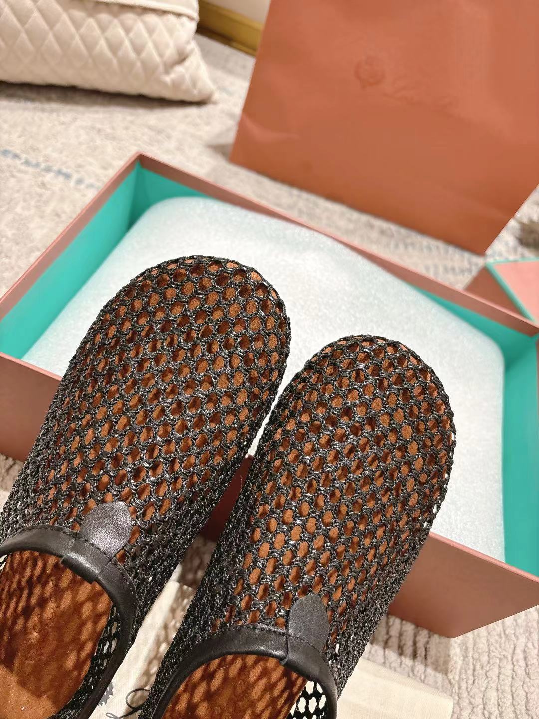 FLAT SHOES IN BLACK MESH FABRIC - 35
