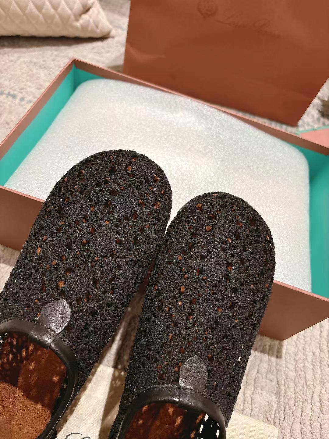 FLAT SHOES 25 IN BLACK MESH FABRIC - 35
