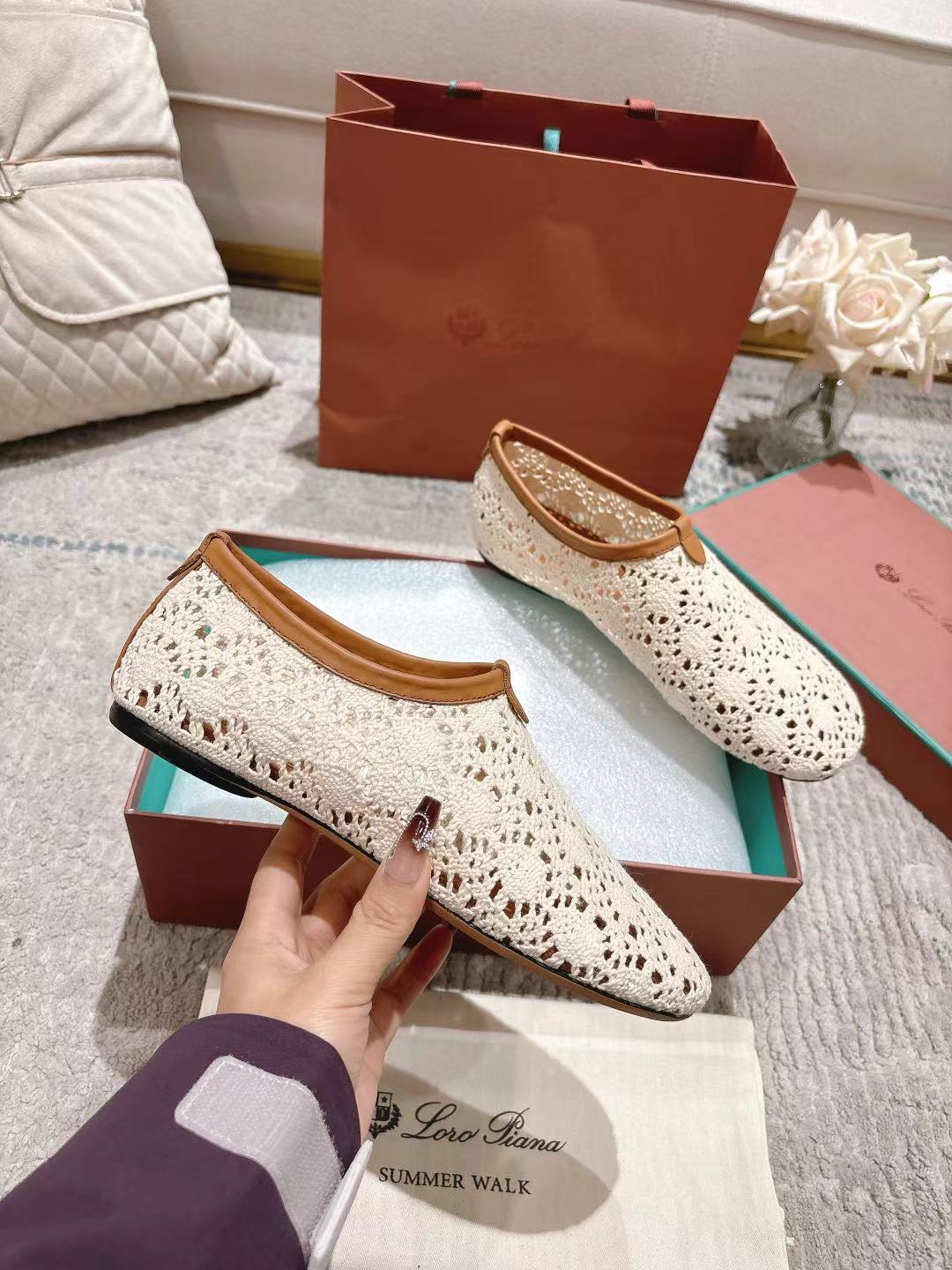 FLAT SHOES 25 IN WHITE MESH FABRIC - 35
