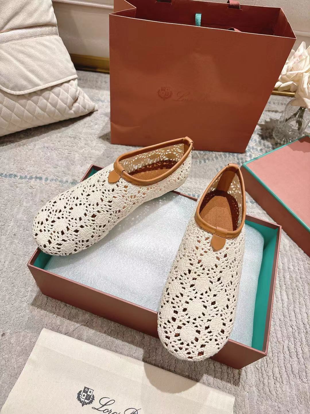 FLAT SHOES 25 IN WHITE MESH FABRIC - 35