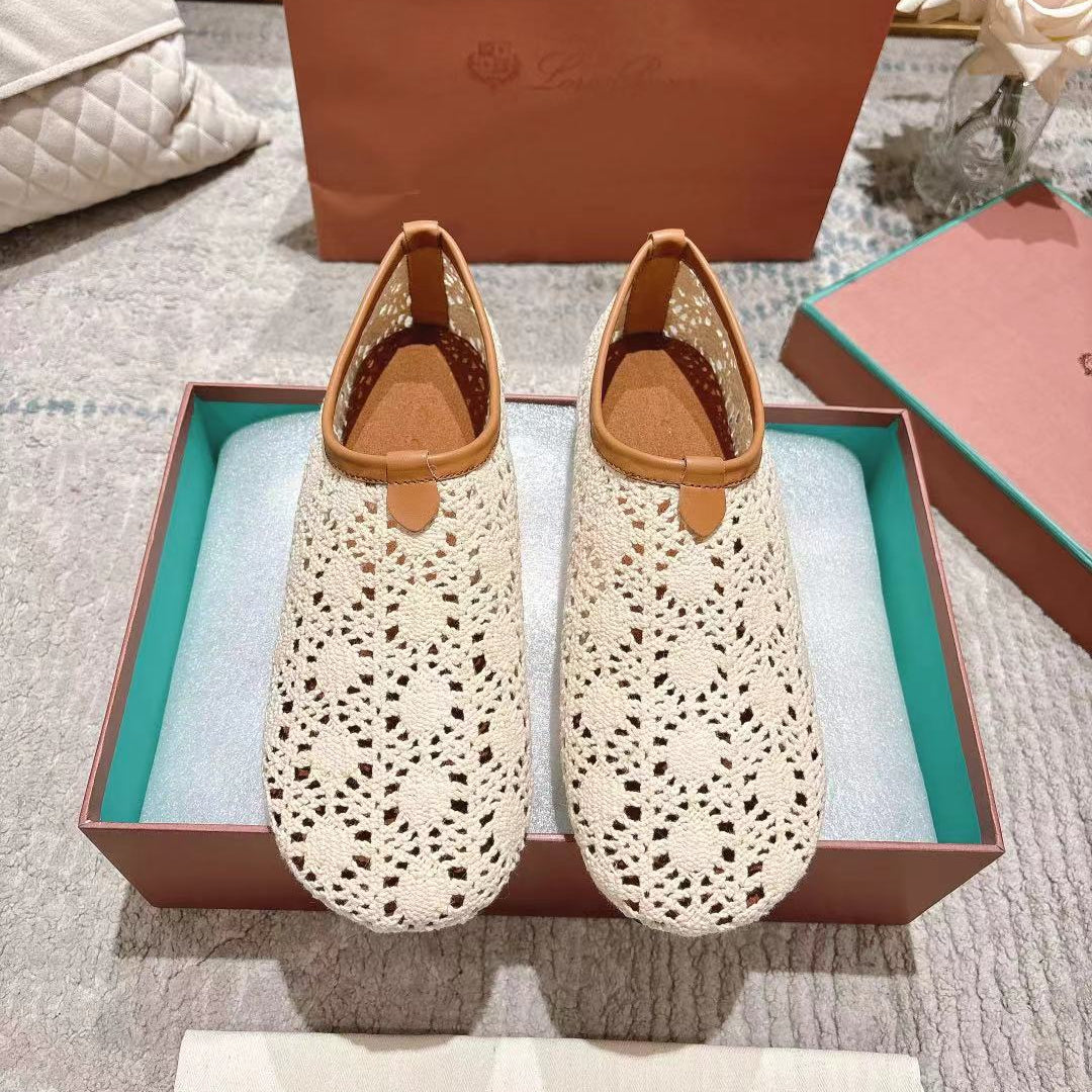 FLAT SHOES 25 IN WHITE MESH FABRIC - 35