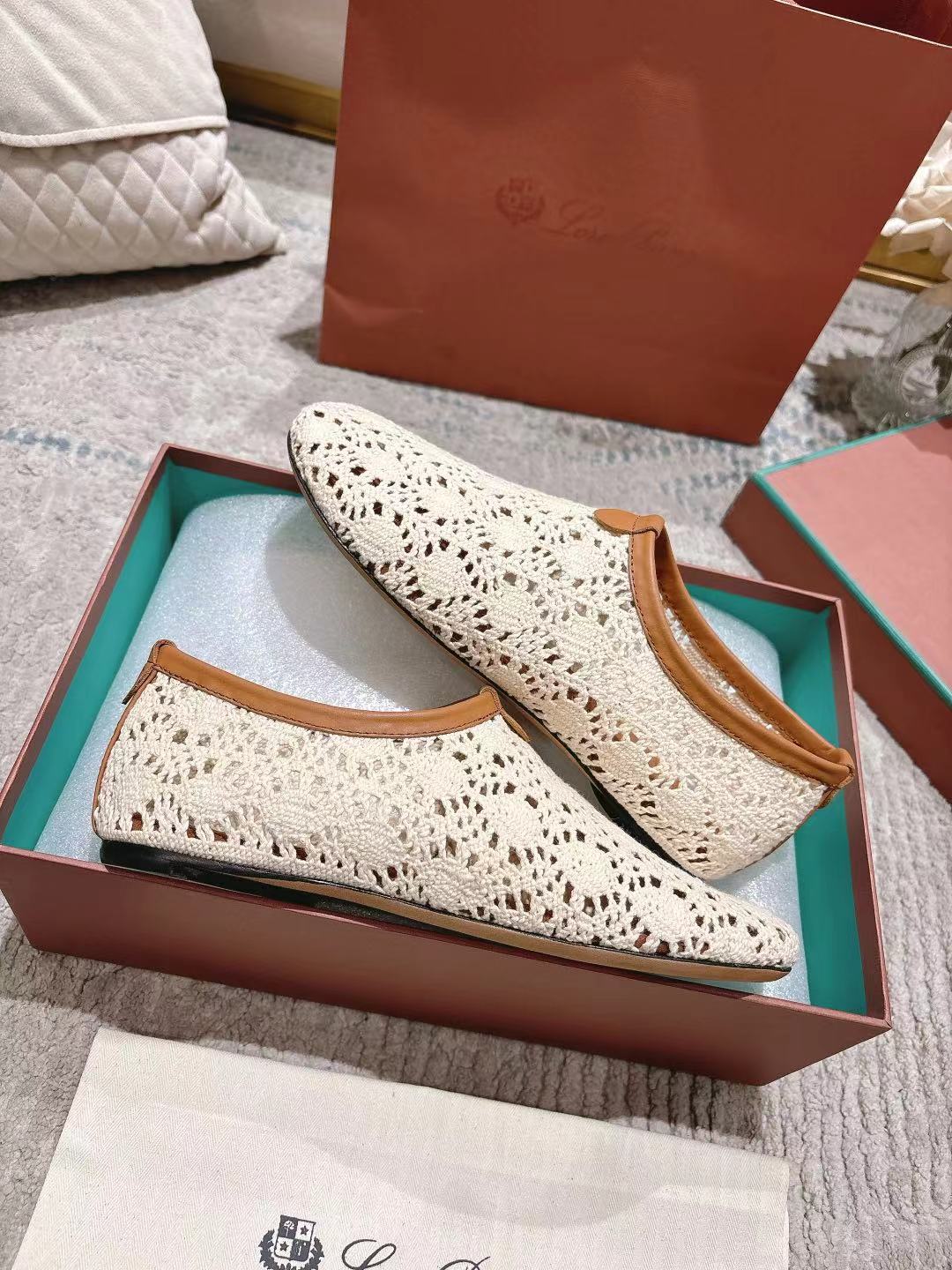 FLAT SHOES 25 IN WHITE MESH FABRIC - 35