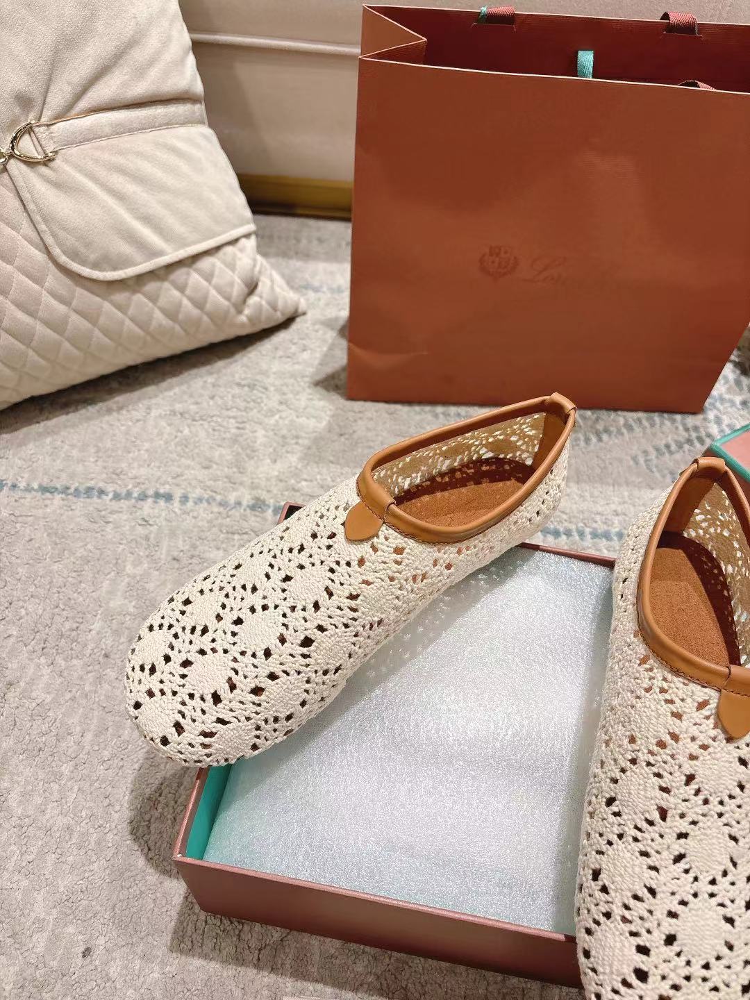 FLAT SHOES 25 IN WHITE MESH FABRIC - 35