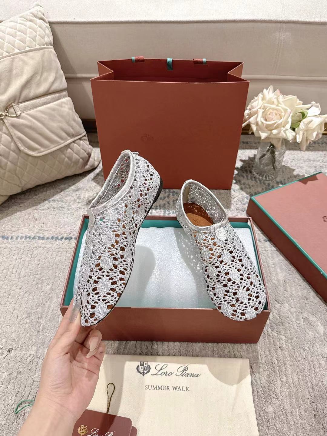 FLAT SHOES 25 IN PAPER WHITE MESH FABRIC - 35
