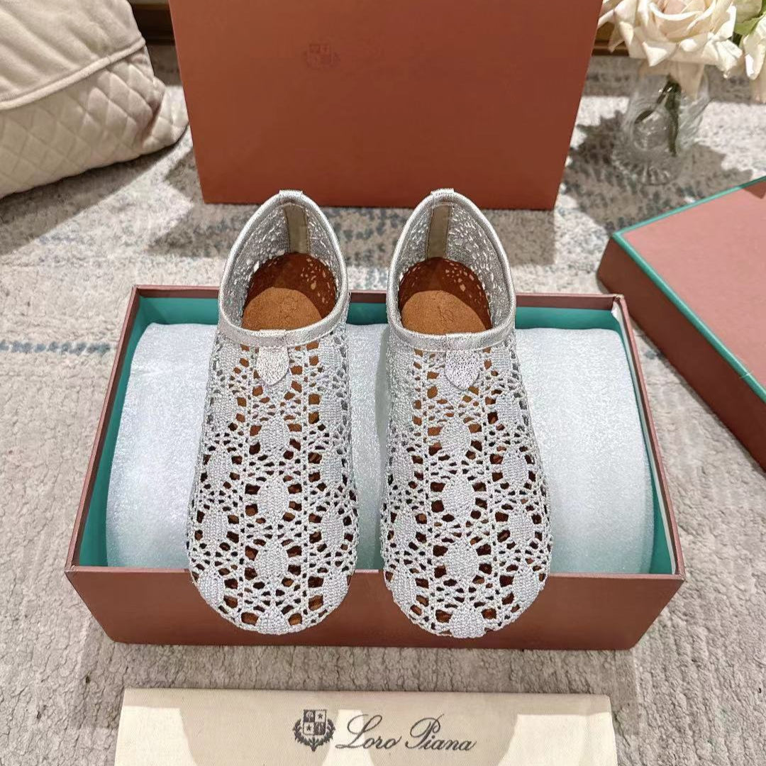 FLAT SHOES 25 IN PAPER WHITE MESH FABRIC - 35