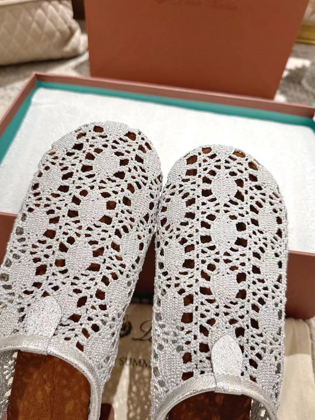 FLAT SHOES 25 IN PAPER WHITE MESH FABRIC - 35