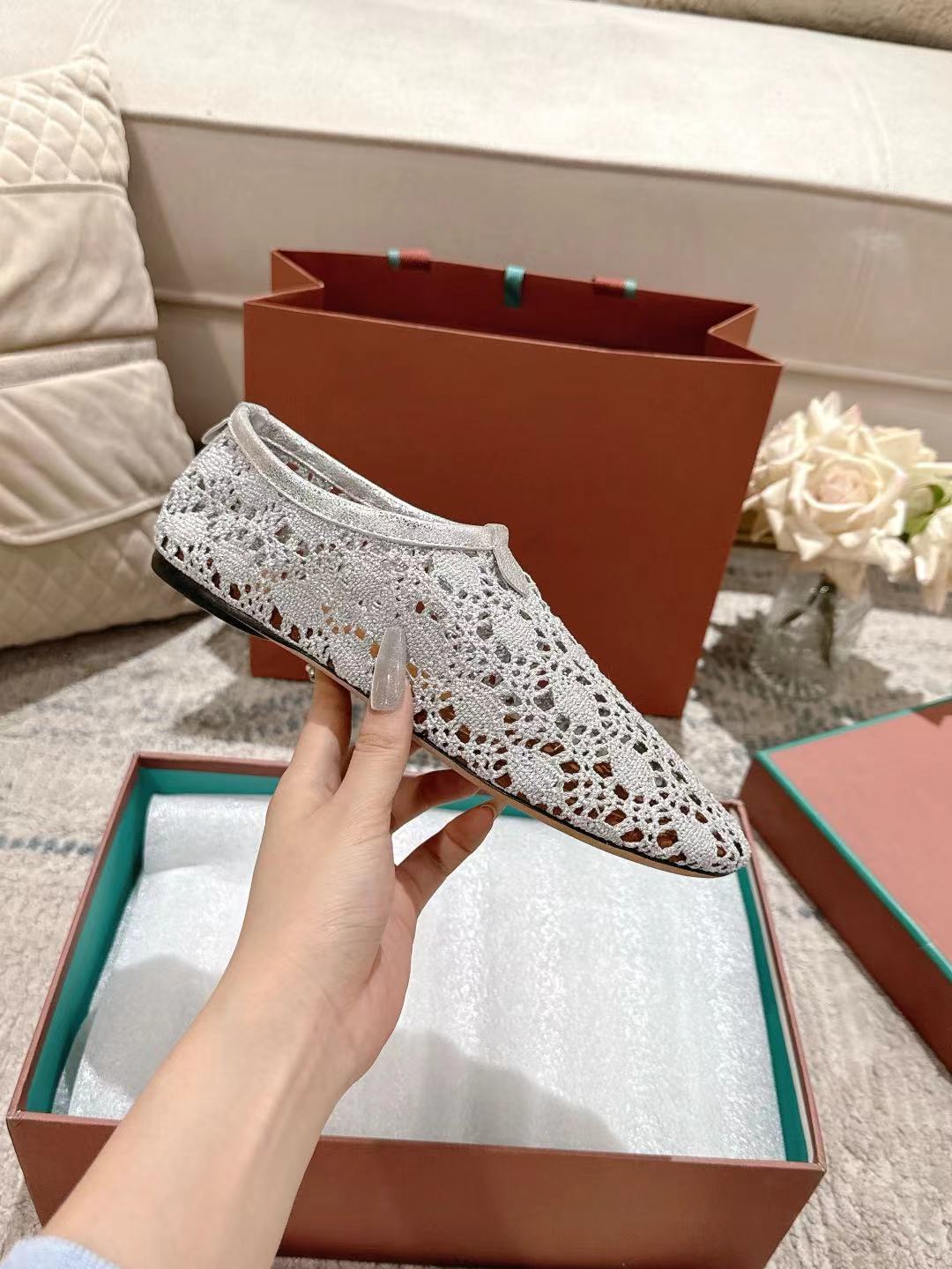 FLAT SHOES 25 IN PAPER WHITE MESH FABRIC - 35