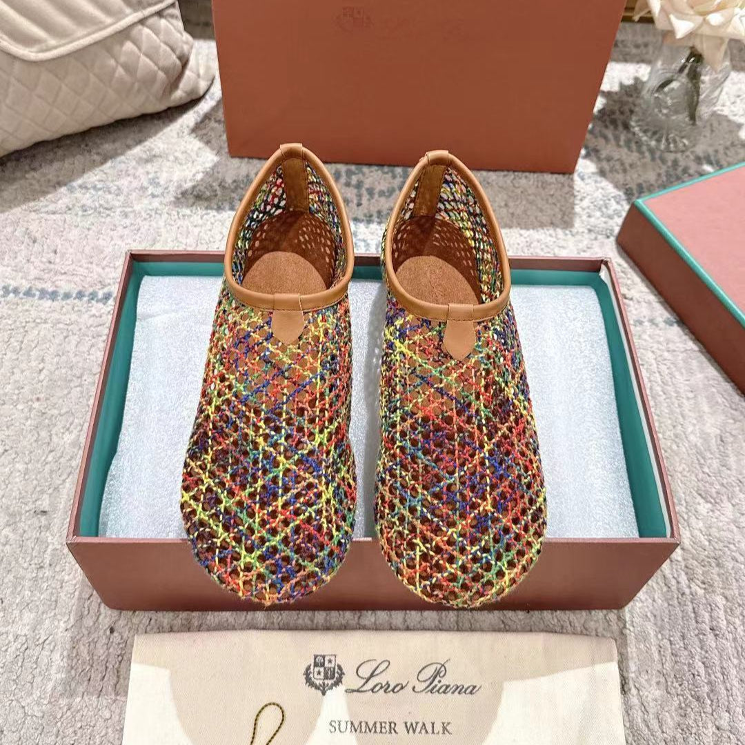 FLAT SHOES MULTICOLOR MESH FABRIC - 35