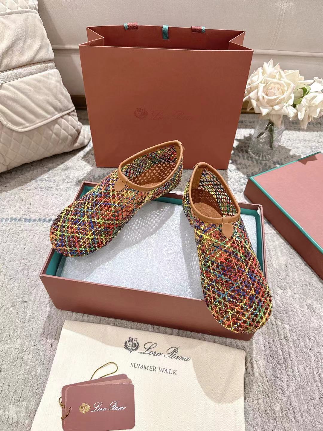 FLAT SHOES MULTICOLOR MESH FABRIC - 35