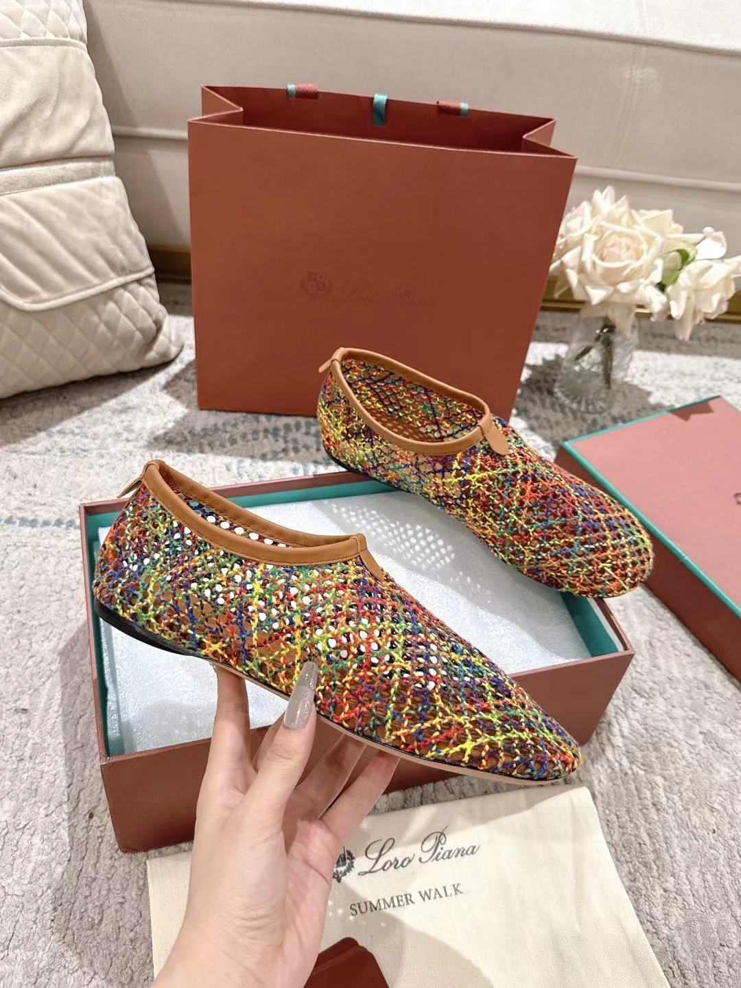 FLAT SHOES MULTICOLOR MESH FABRIC - 35