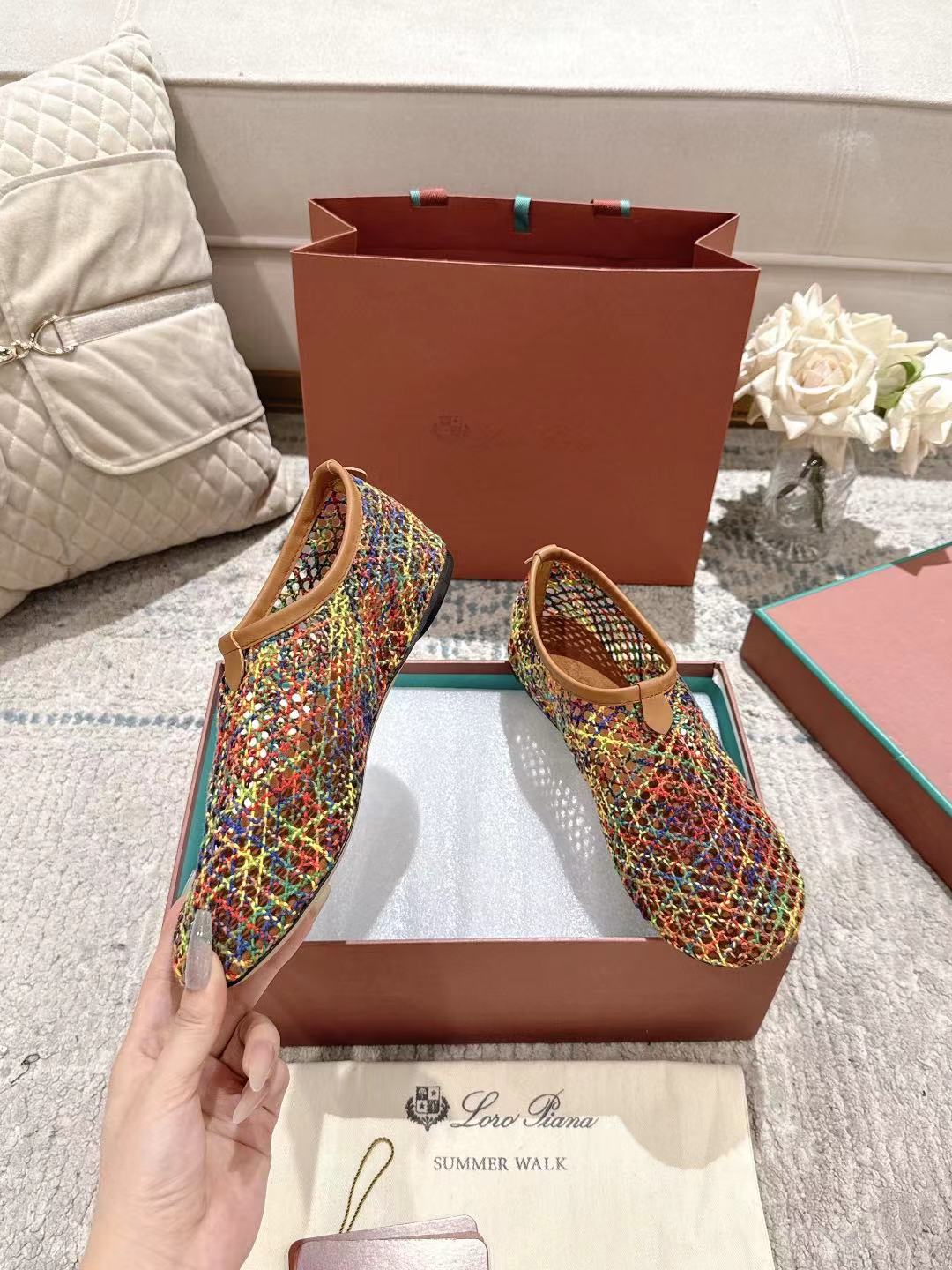 FLAT SHOES MULTICOLOR MESH FABRIC - 35