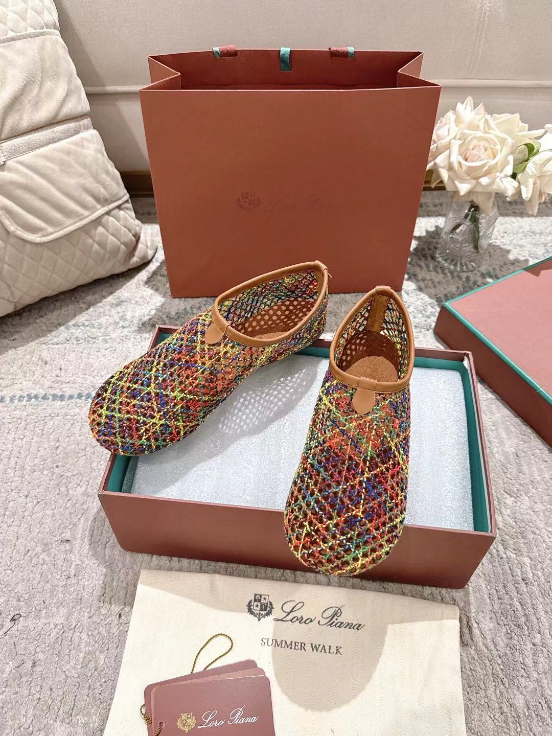 FLAT SHOES MULTICOLOR MESH FABRIC - 35
