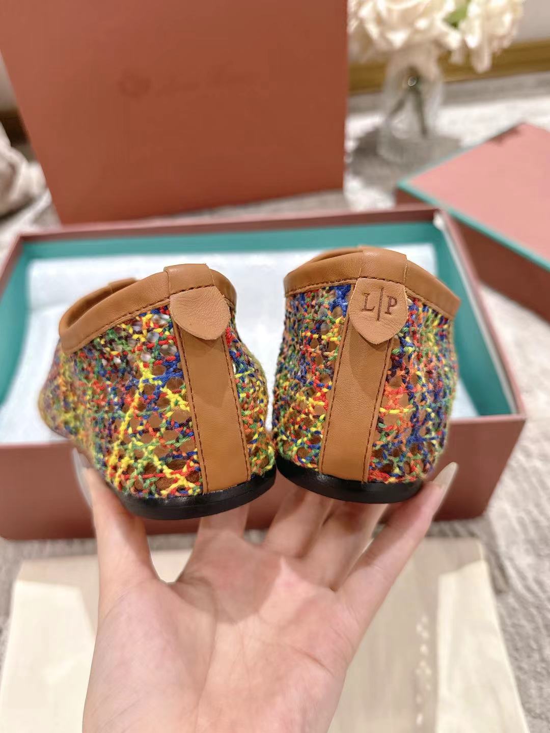 FLAT SHOES MULTICOLOR MESH FABRIC - 35