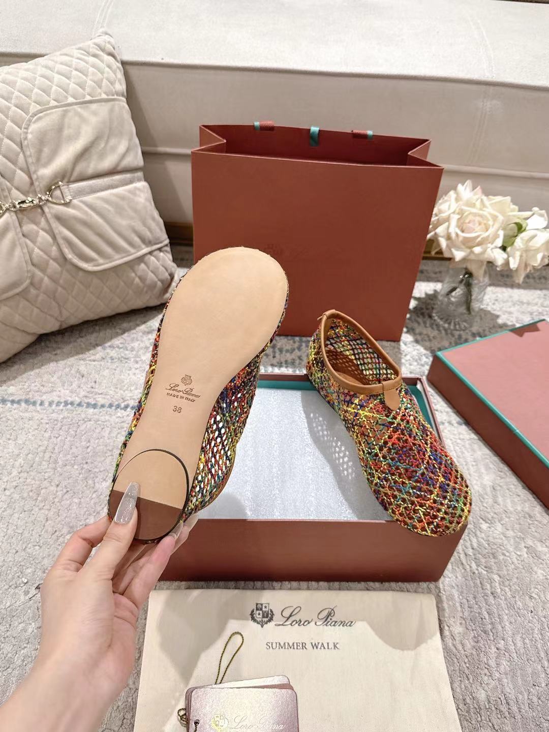 FLAT SHOES MULTICOLOR MESH FABRIC - 35