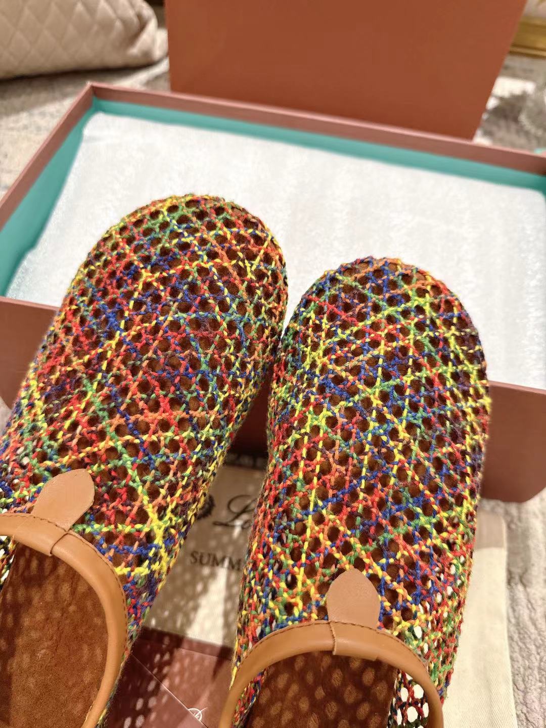 FLAT SHOES MULTICOLOR MESH FABRIC - 35