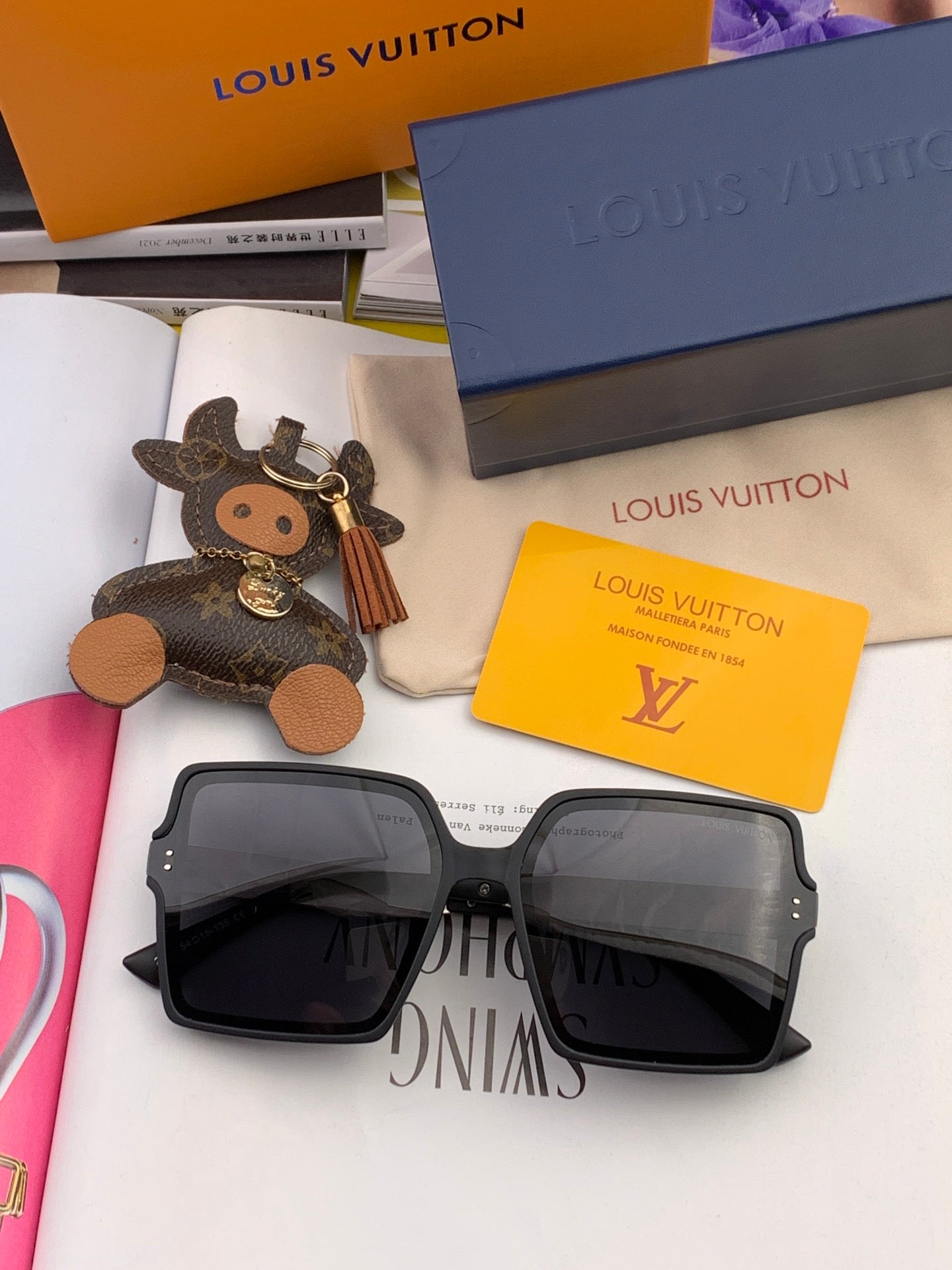 SQUARE SUNGLASSES L1577 IN ACETATE - Beige
