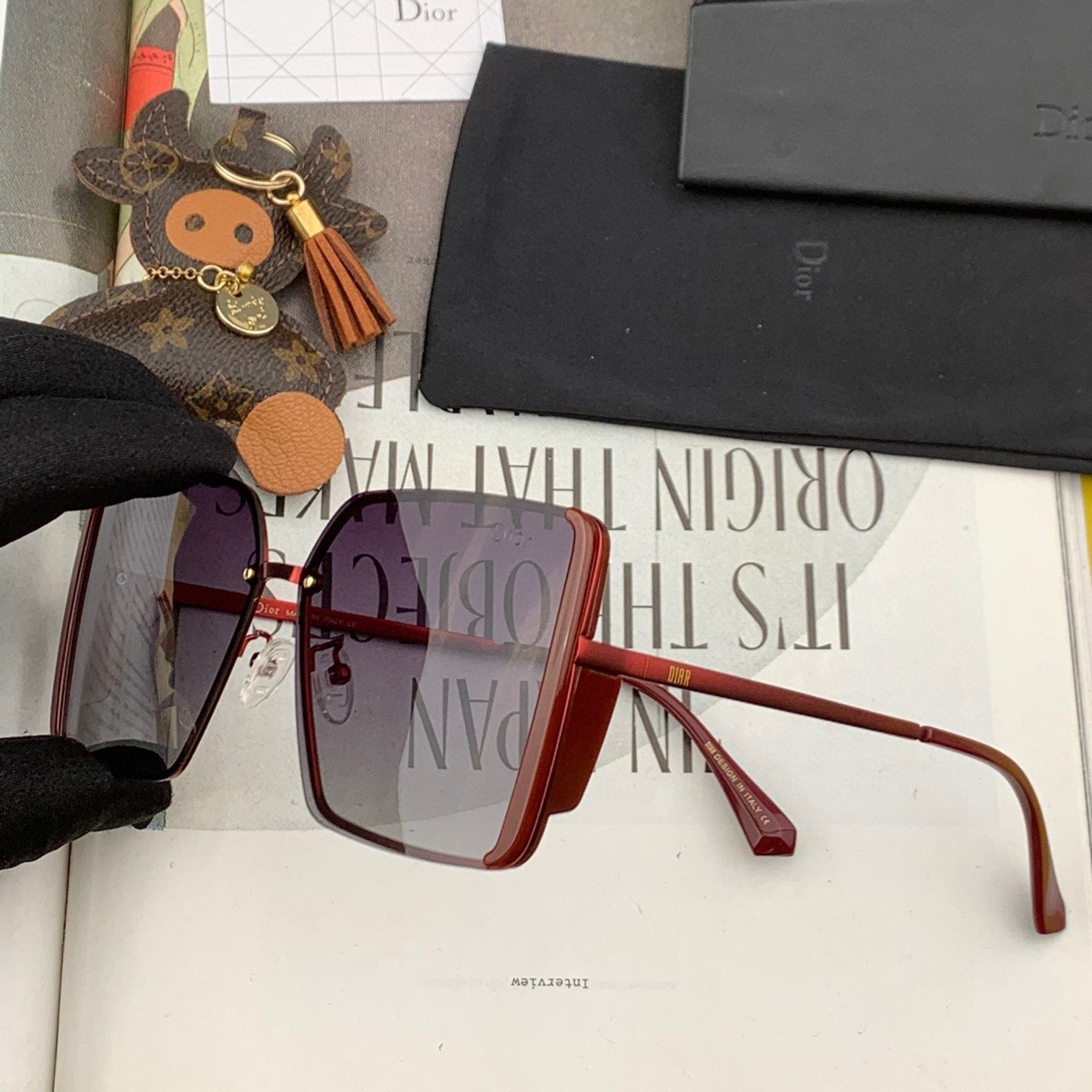 MONTAIGNE SUNGLASS 578161 IN METAL - Red