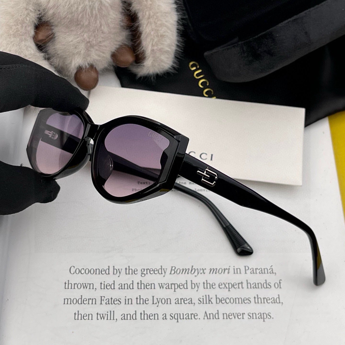 GEOMETRIC FRAME SUNGLASSES G7315 IN ACETATE - Black/ smoke