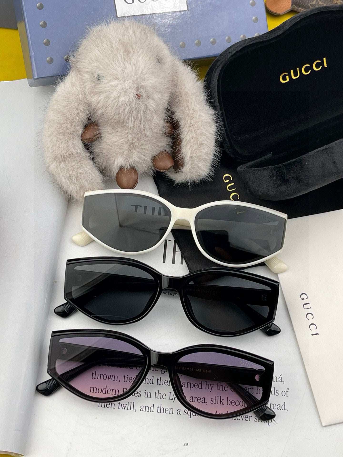 GEOMETRIC FRAME SUNGLASSES G7315 IN ACETATE - Black/ smoke