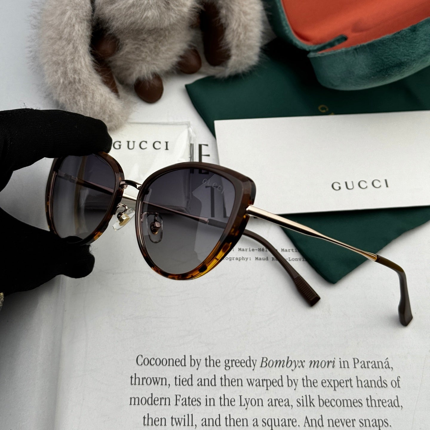 CAT-EYE FRAME SUNGLASSES G8641 IN ACETATE - Brown