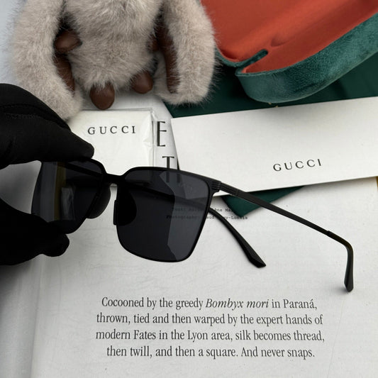 RECTANGULAR FRAME SUNGLASSES G01810 IN METAL - Black