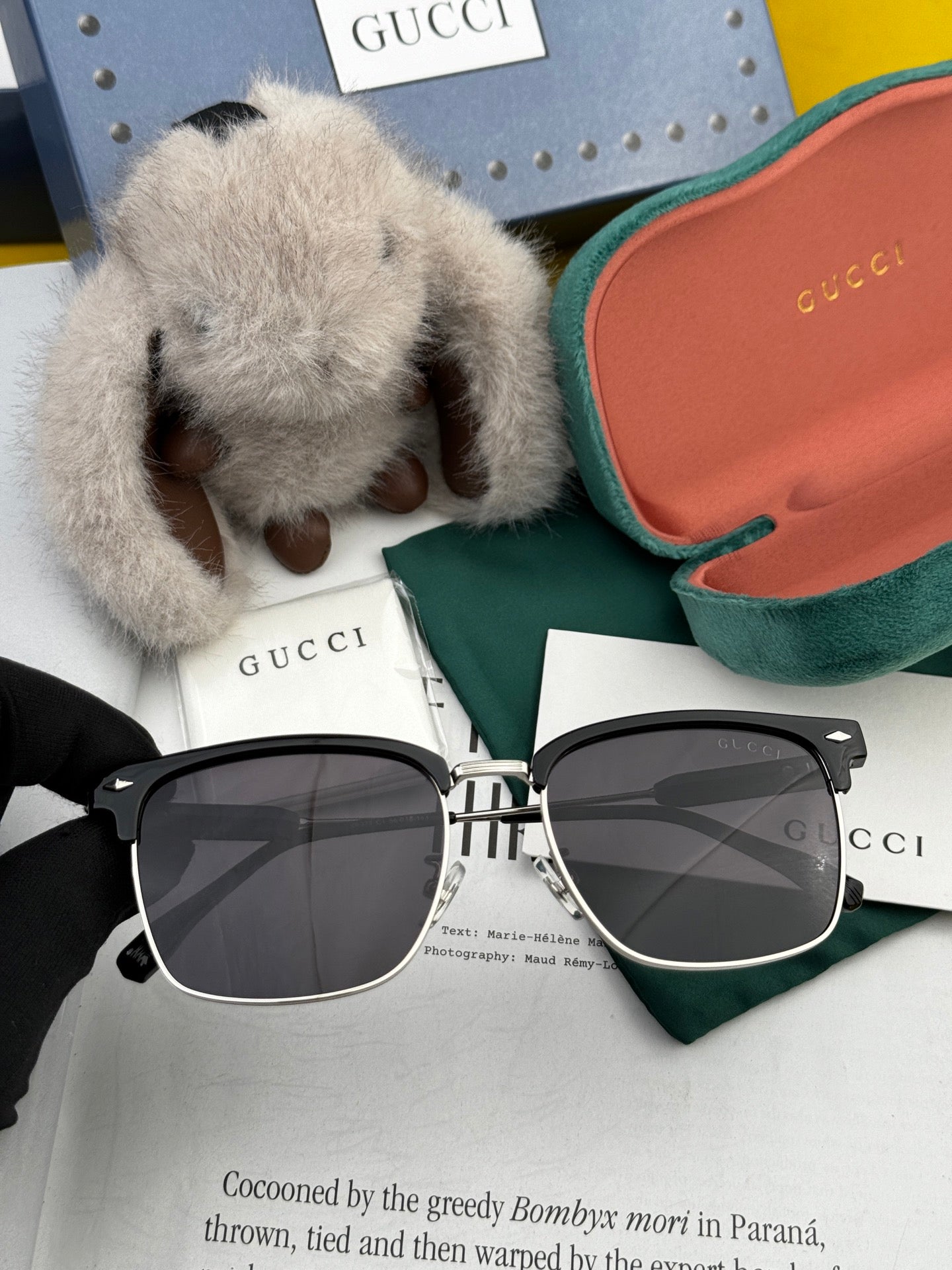 RECTANGULAR FRAME SUNGLASSES G7637 IN METAL AND ACETATE - Brown