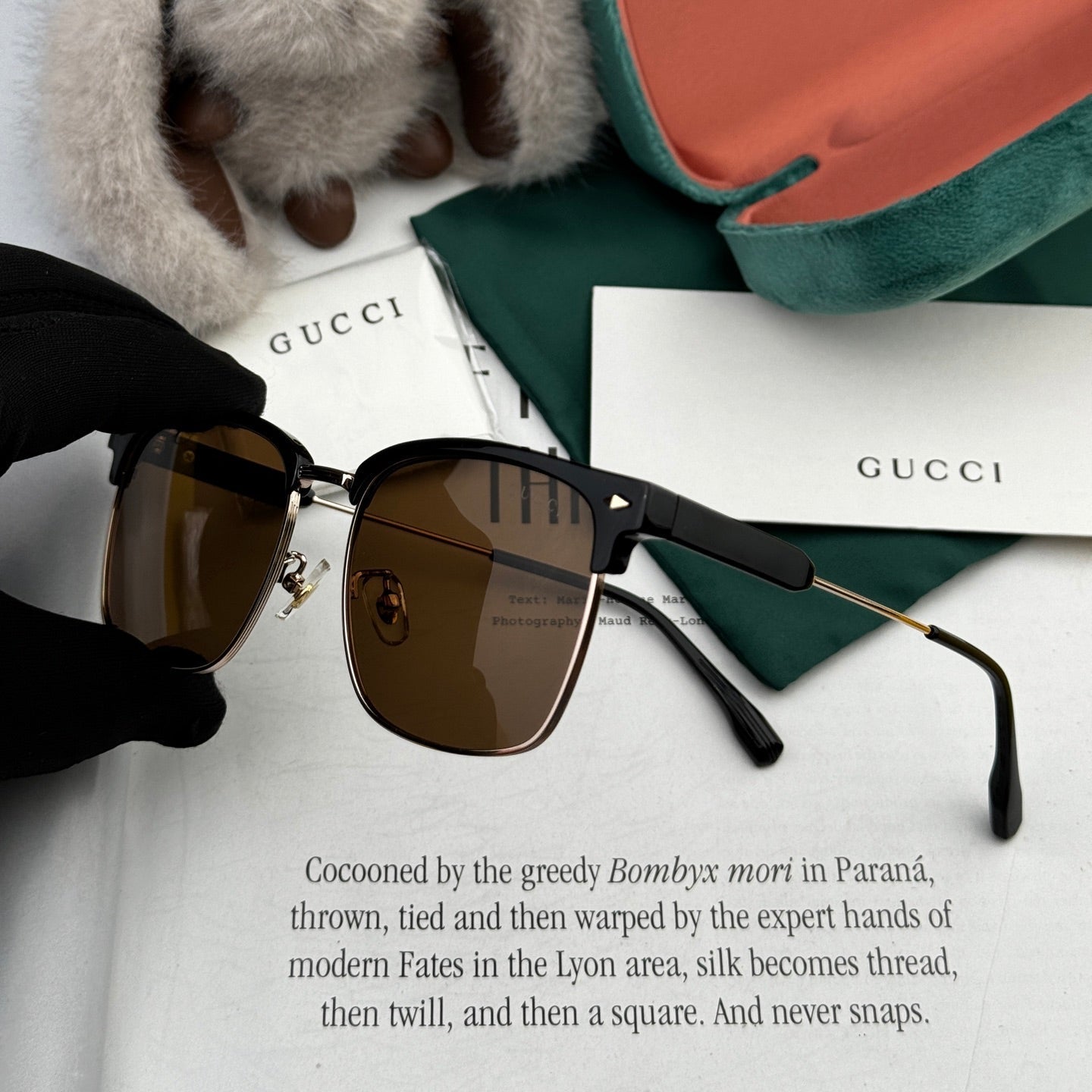 RECTANGULAR FRAME SUNGLASSES G7637 IN METAL AND ACETATE - Brown