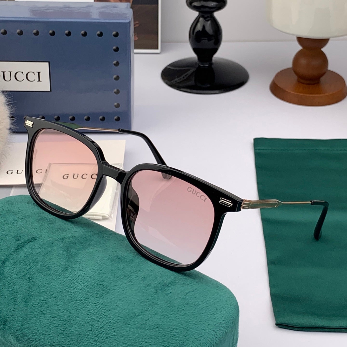 SQUARE FRAME SUNGLASSES G55501 IN ACETATE - Black