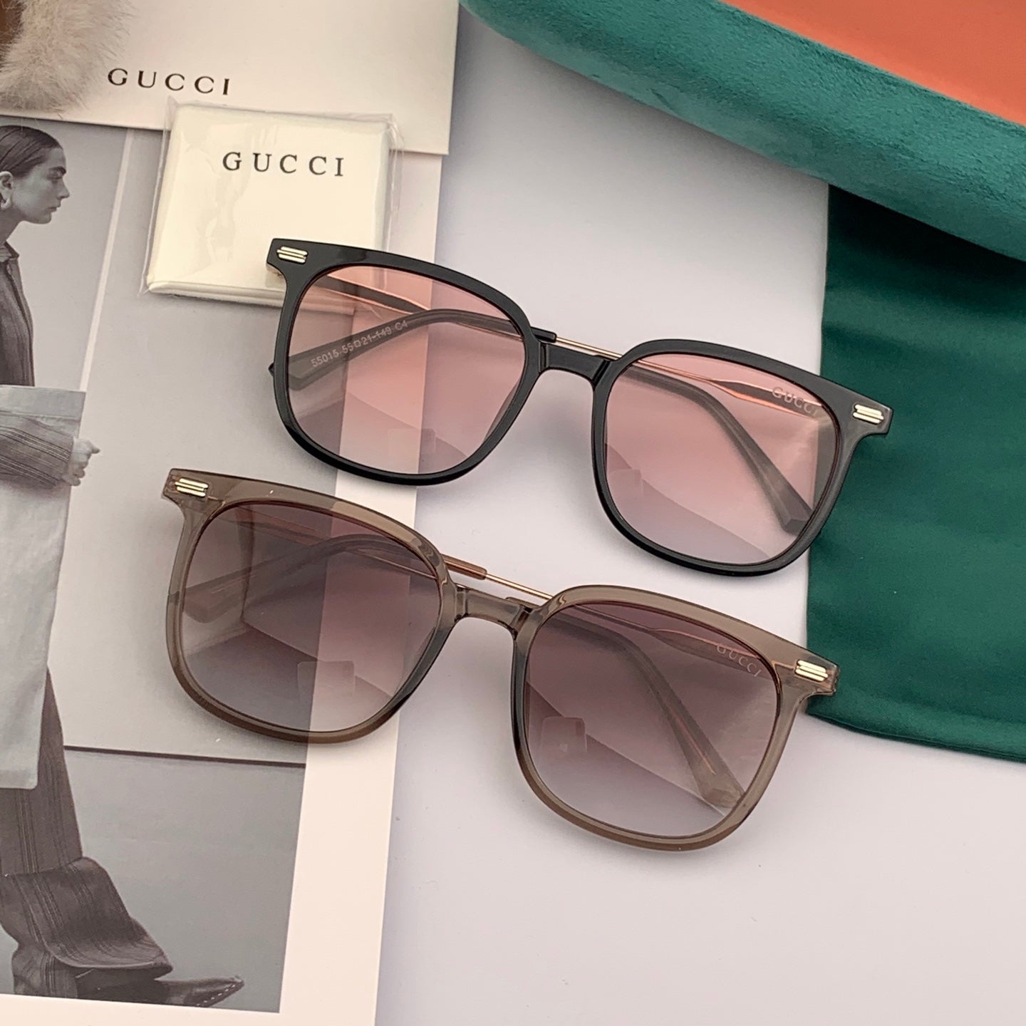 SQUARE FRAME SUNGLASSES G55501 IN ACETATE - Black
