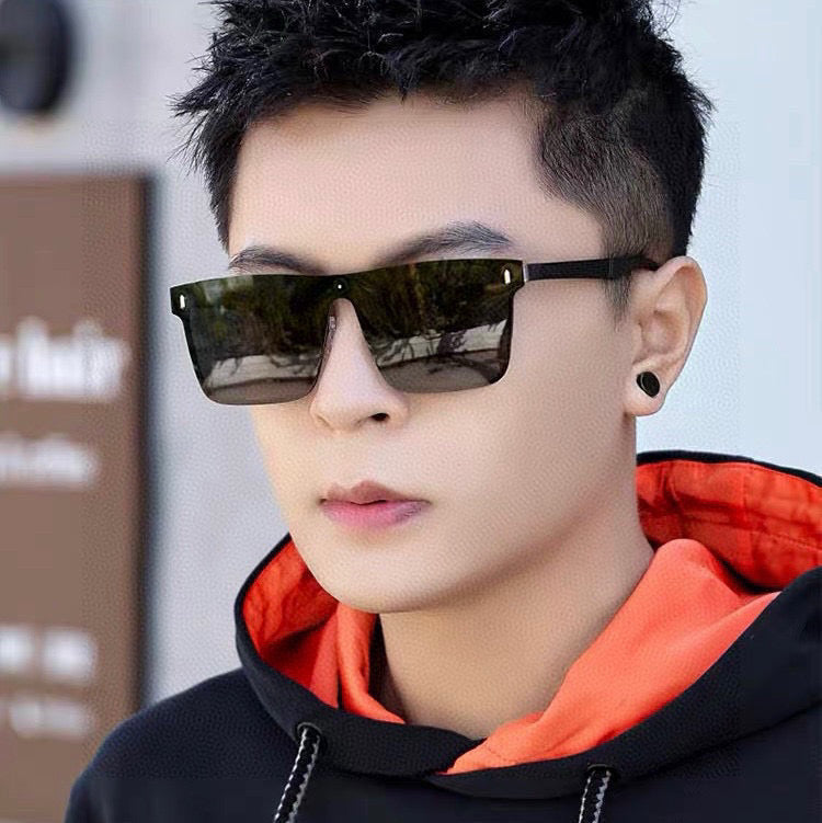 RECTANGULAR FRAME SUNGLASSES G7809 IN METAL - Black