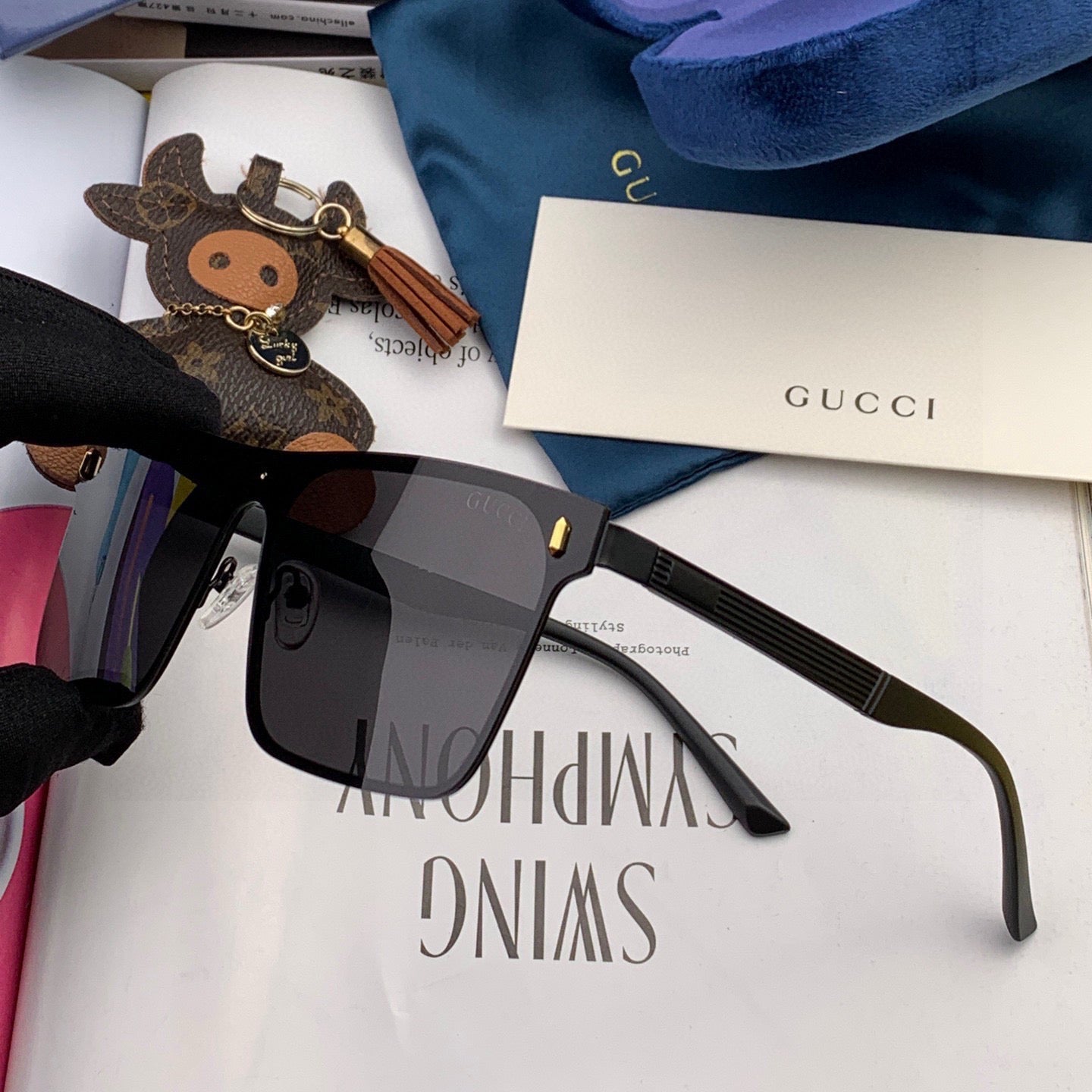 RECTANGULAR FRAME SUNGLASSES G7809 IN METAL - Black