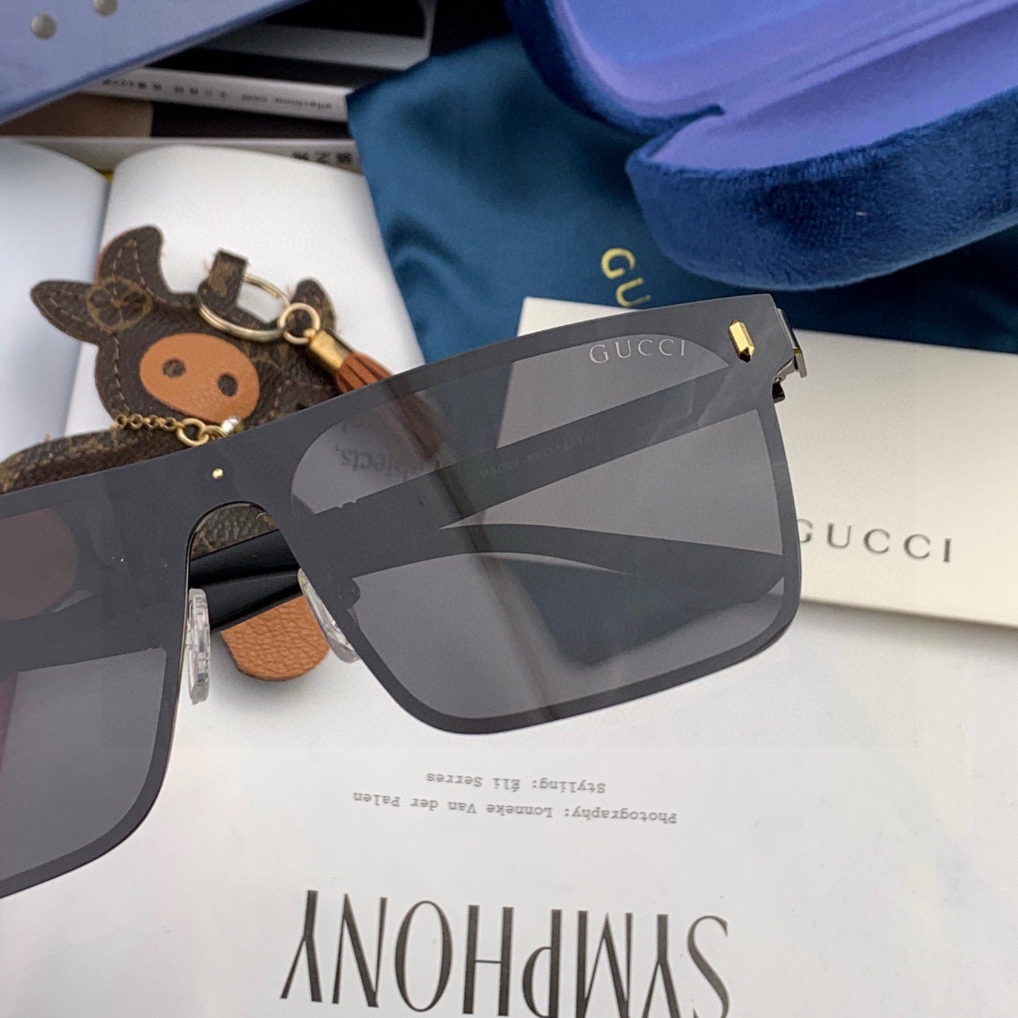 RECTANGULAR FRAME SUNGLASSES G7809 IN METAL - Black