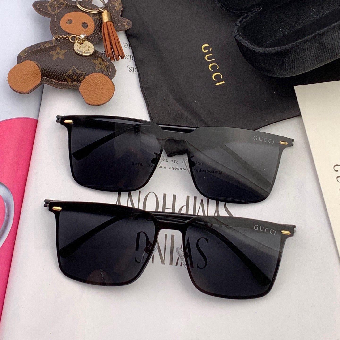 RECTANGULAR FRAME SUNGLASSES G11363 IN METAL - Black