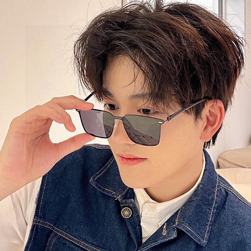 RECTANGULAR FRAME SUNGLASSES G11363 IN METAL - Black