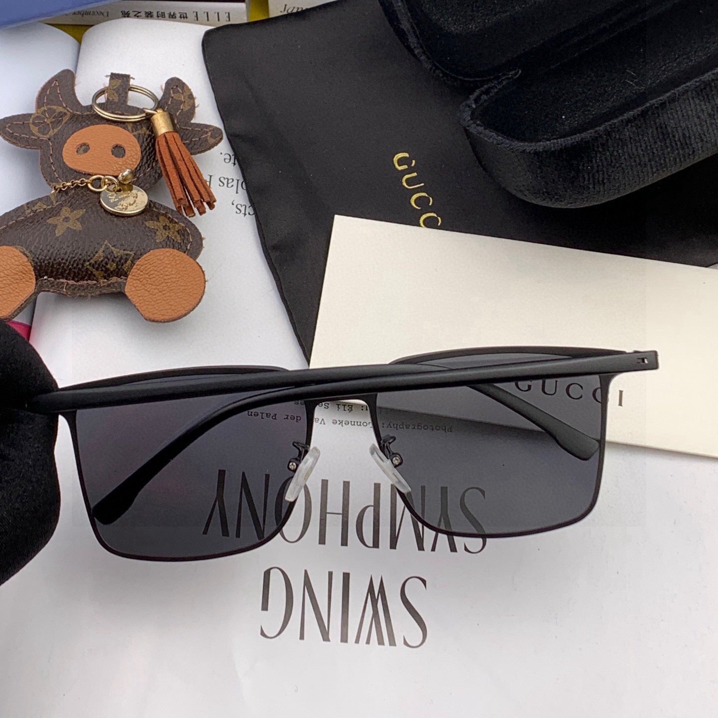 RECTANGULAR FRAME SUNGLASSES G11363 IN METAL - Black