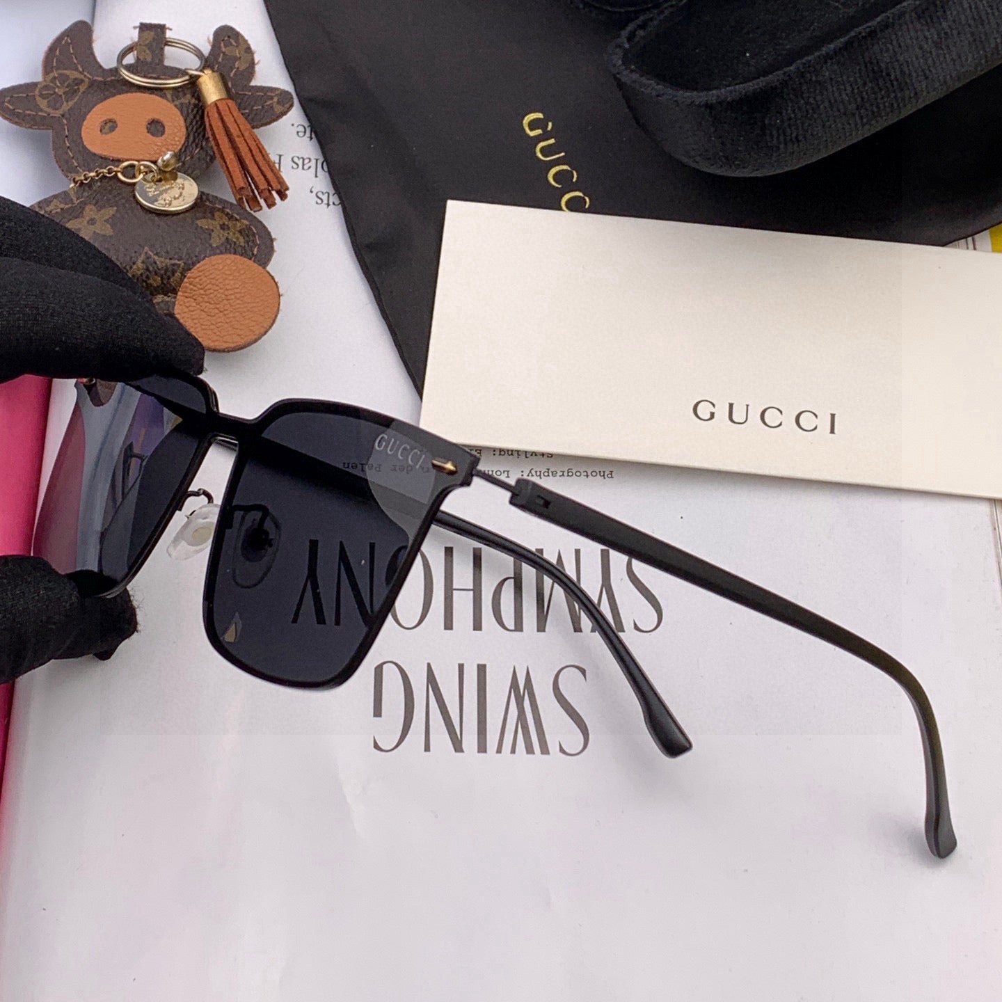 RECTANGULAR FRAME SUNGLASSES G11363 IN METAL - Black