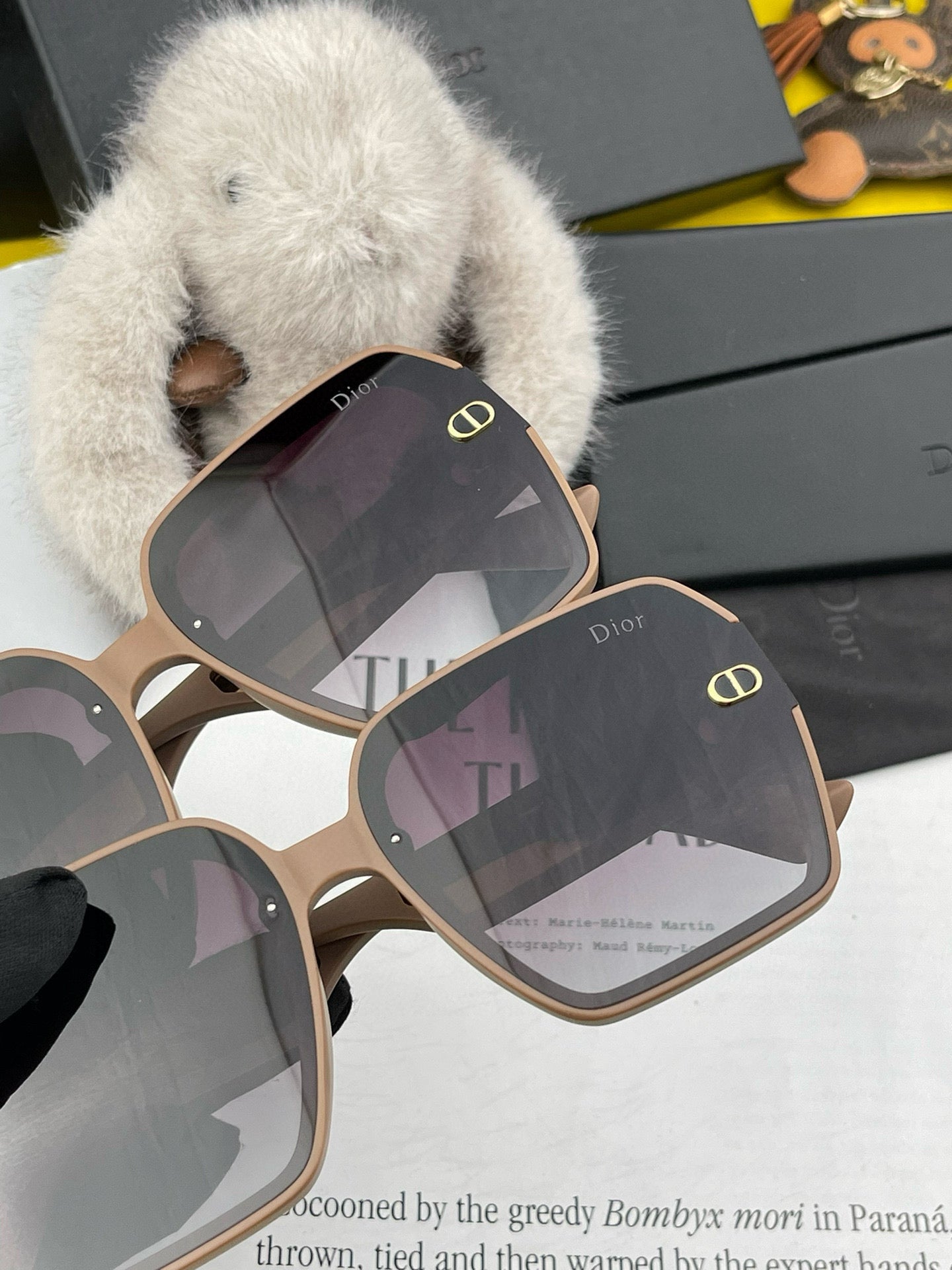MONTAIGNE SQUARE SUNGLASS D1292 IN LIGHT BROWN ACETATE - Small