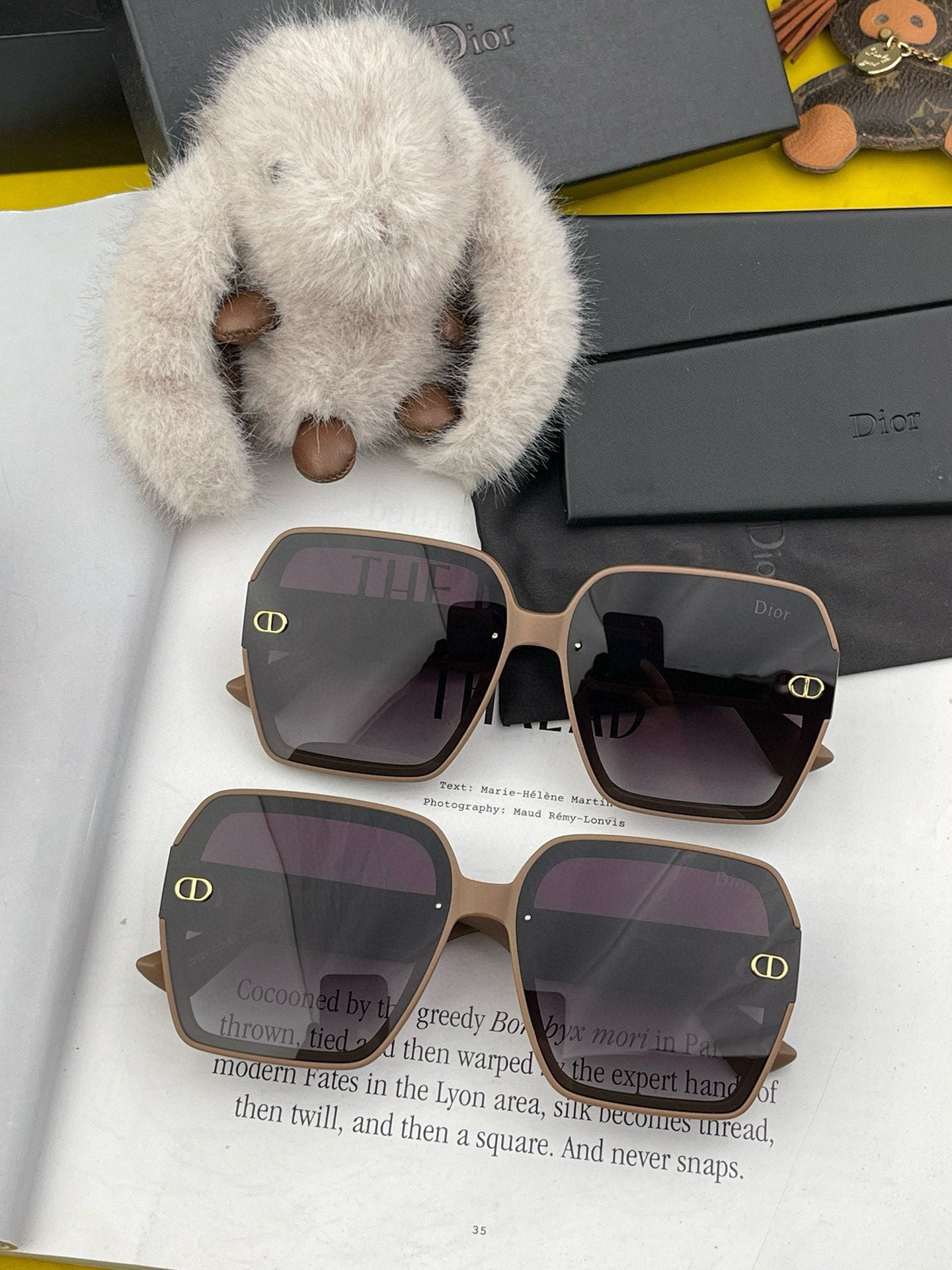 MONTAIGNE SQUARE SUNGLASS D1292 IN LIGHT BROWN ACETATE - Small