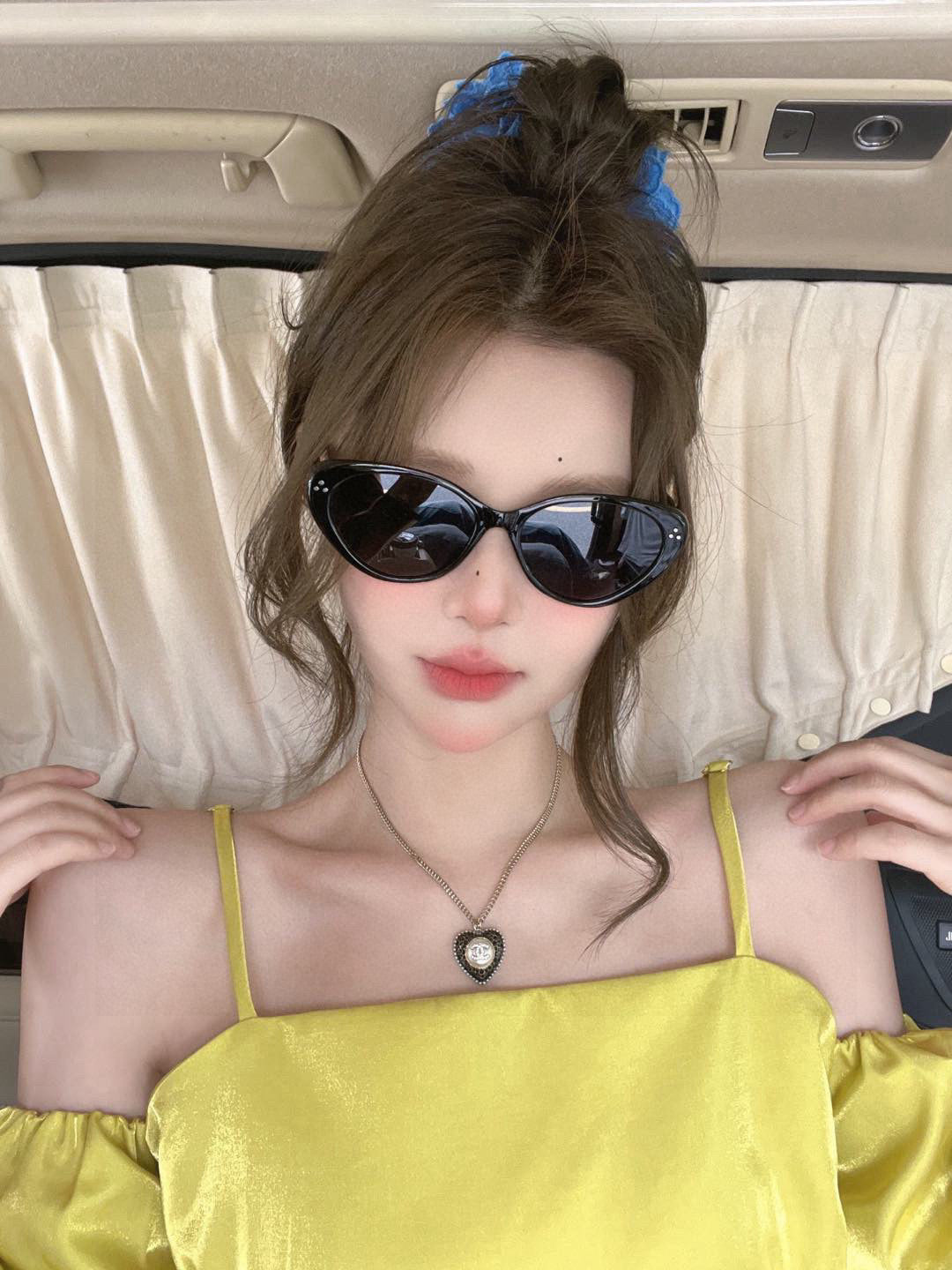 CAT-EYE FRAME SUNGLASSES G6581 IN ACETATE - Black