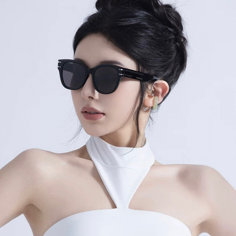 ROUND FRAME SUNGLASSES G6752 IN ACETATE - Black