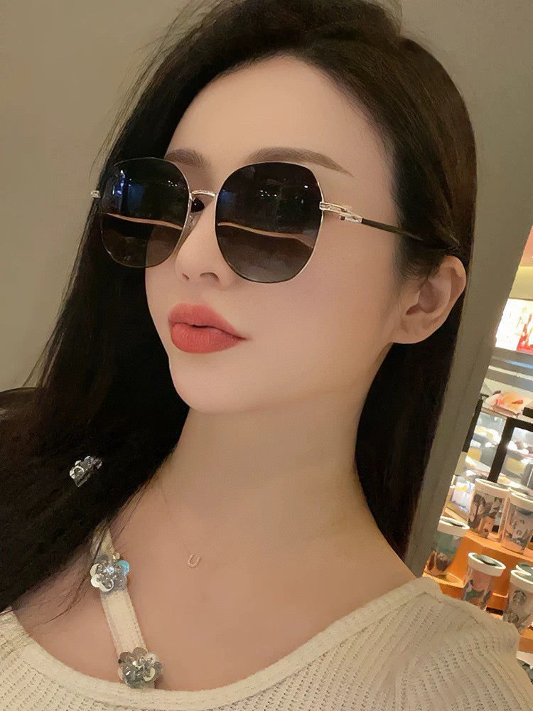 OVERSIZED ROUND FRAME SUNGLASSES G4639 IN METAL - Gradient light purple