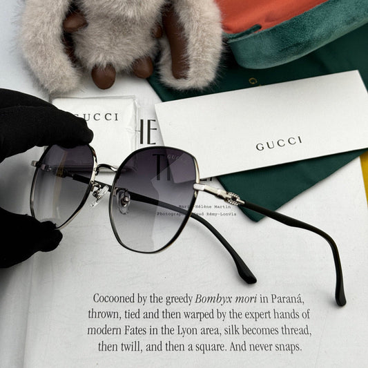 OVERSIZED ROUND FRAME SUNGLASSES G4639 IN METAL - Gradient light purple