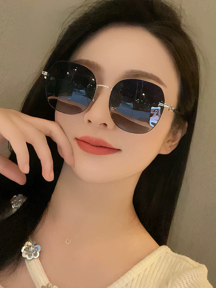 OVERSIZED ROUND FRAME SUNGLASSES G4639 IN METAL - Gradient light purple