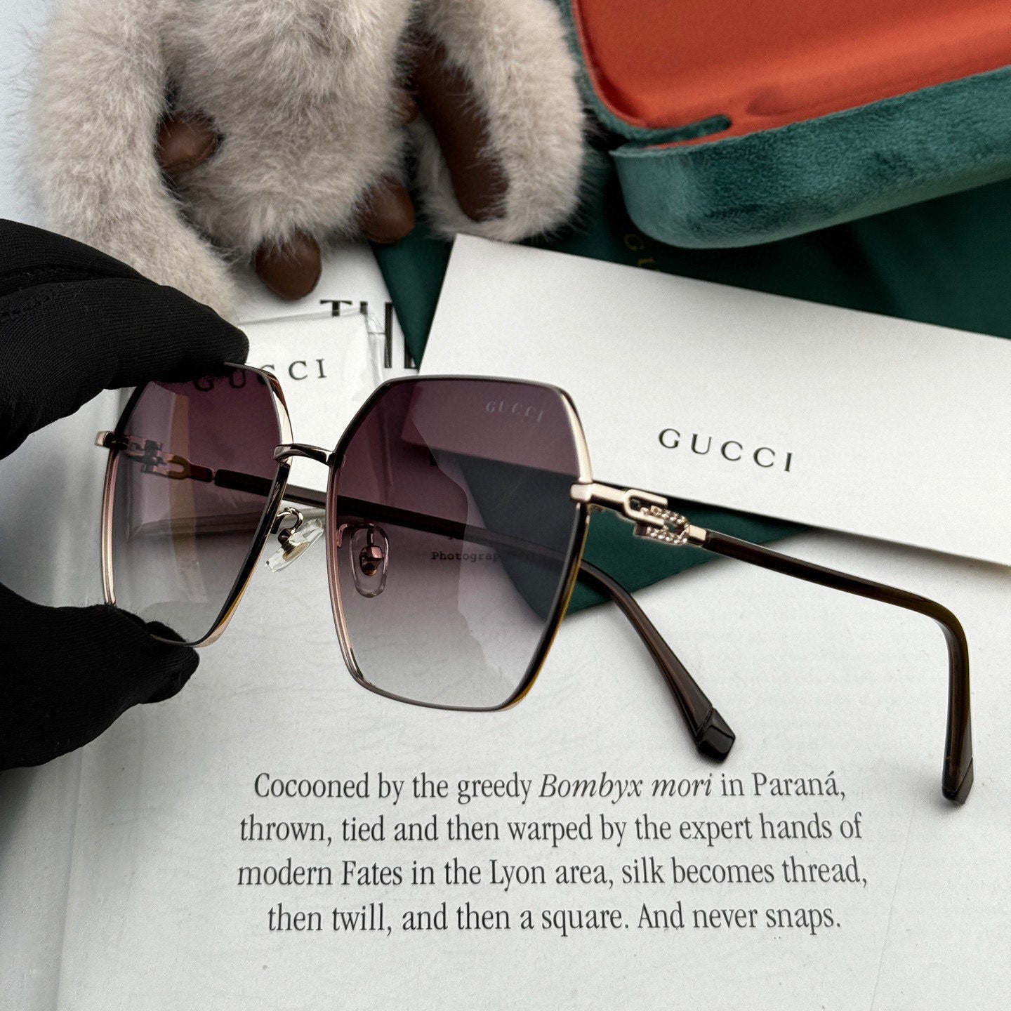 OVERSIZED SQUARE FRAME SUNGLASSES G1639 IN METAL - Brown/ purple