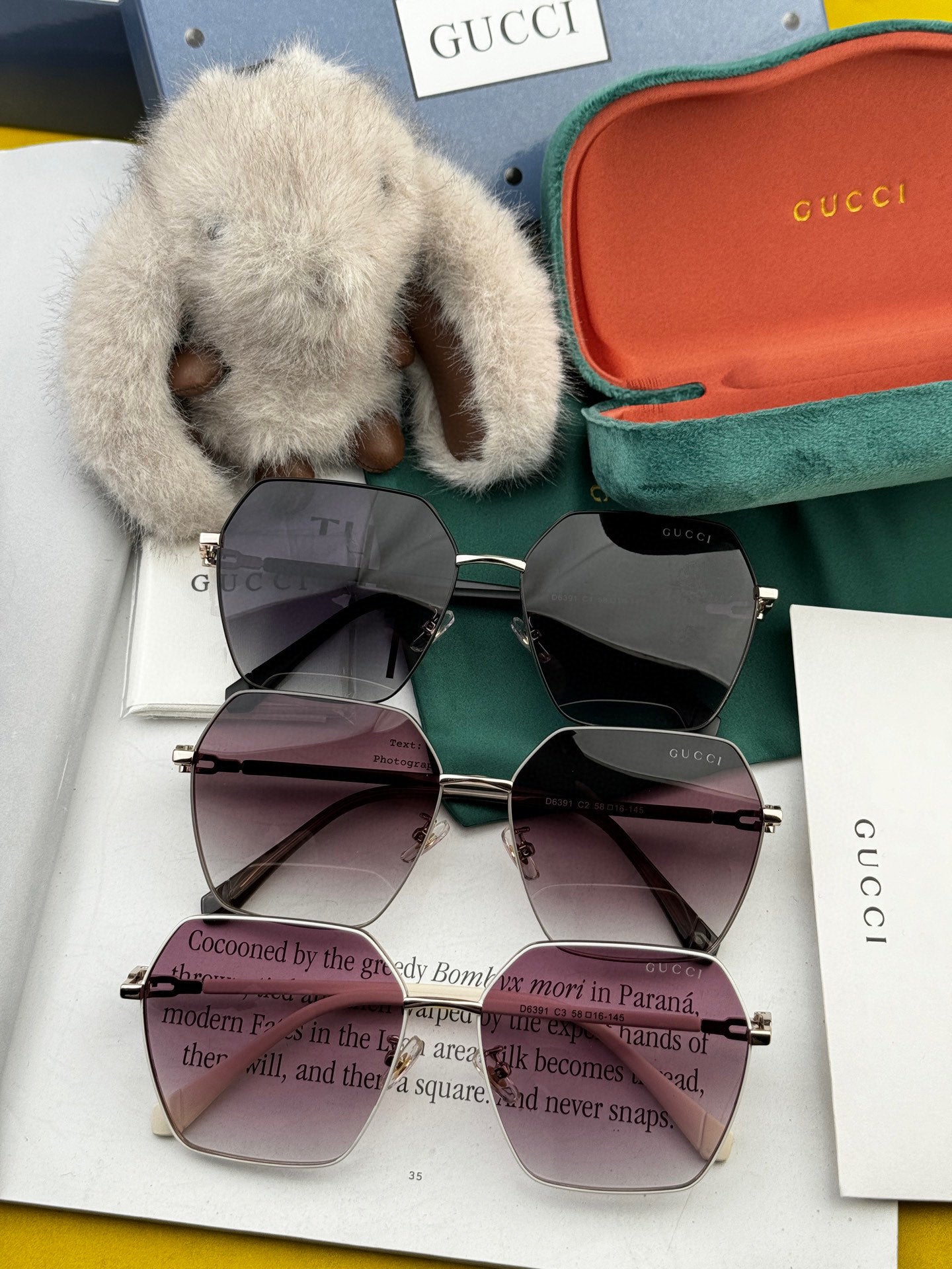 OVERSIZED SQUARE FRAME SUNGLASSES G1639 IN METAL - Brown/ purple