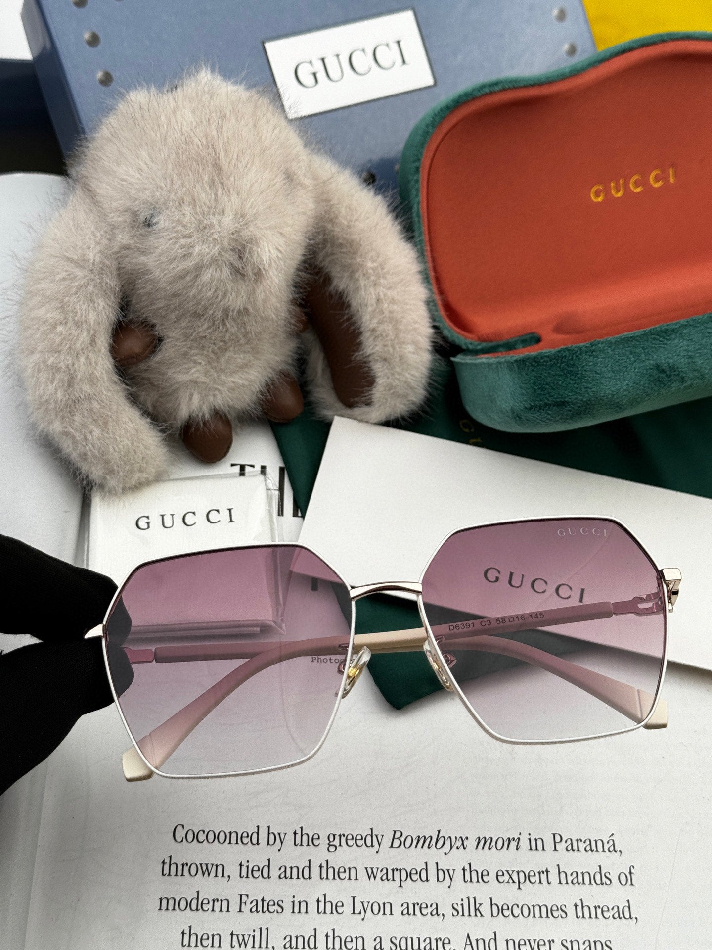 OVERSIZED SQUARE FRAME SUNGLASSES G1639 IN METAL - Brown/ purple