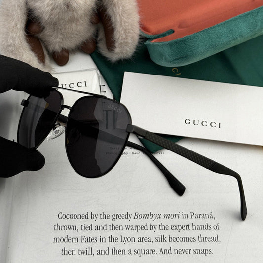 AVIATOR FRAME SUNGLASSES G8204 IN METAL - Black