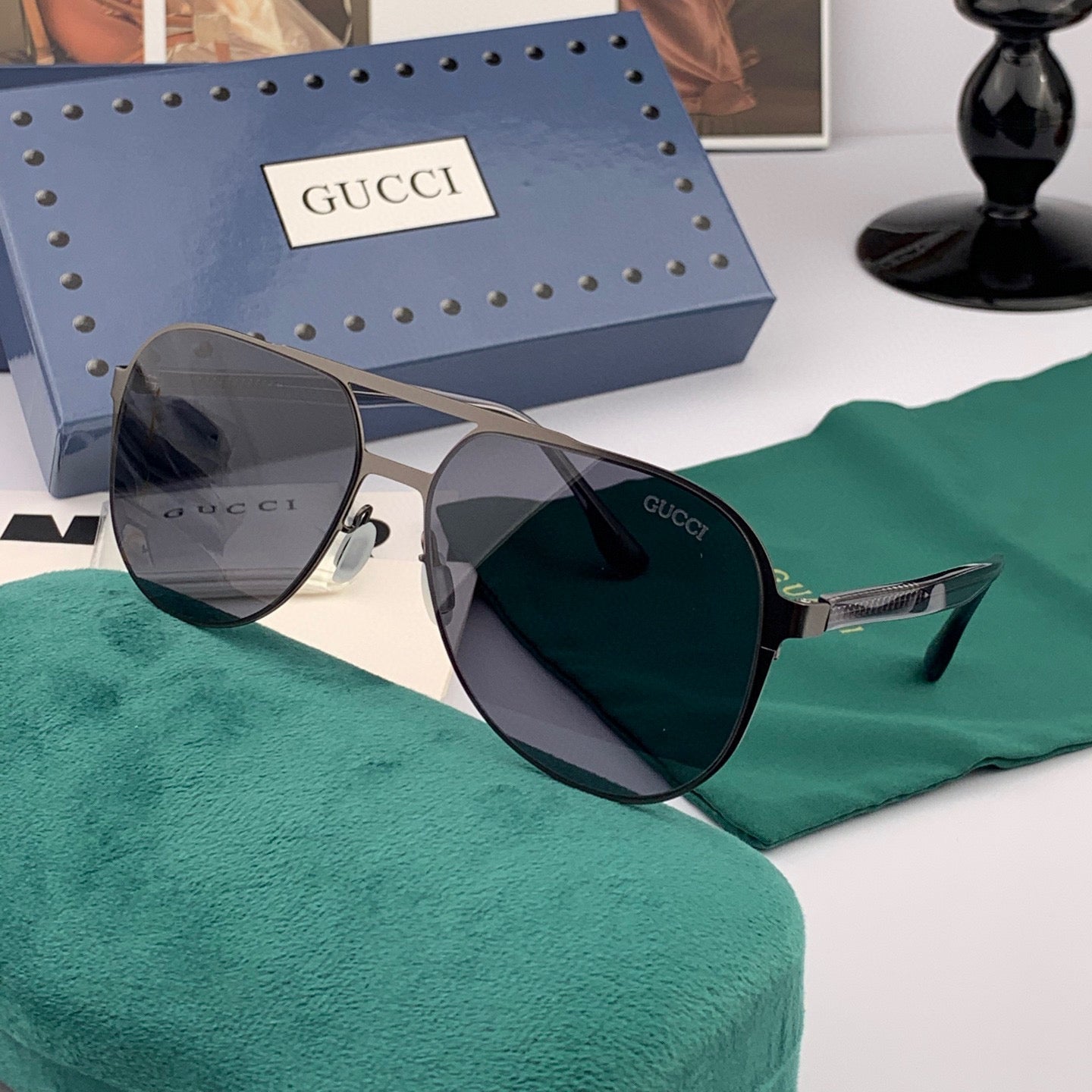 AVIATOR FRAME SUNGLASSES G7810 IN METAL - Black