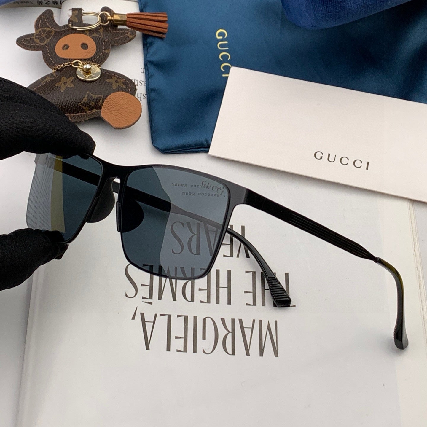 RECTANGULAR FRAME SUNGLASSES G2805 IN METAL - Black