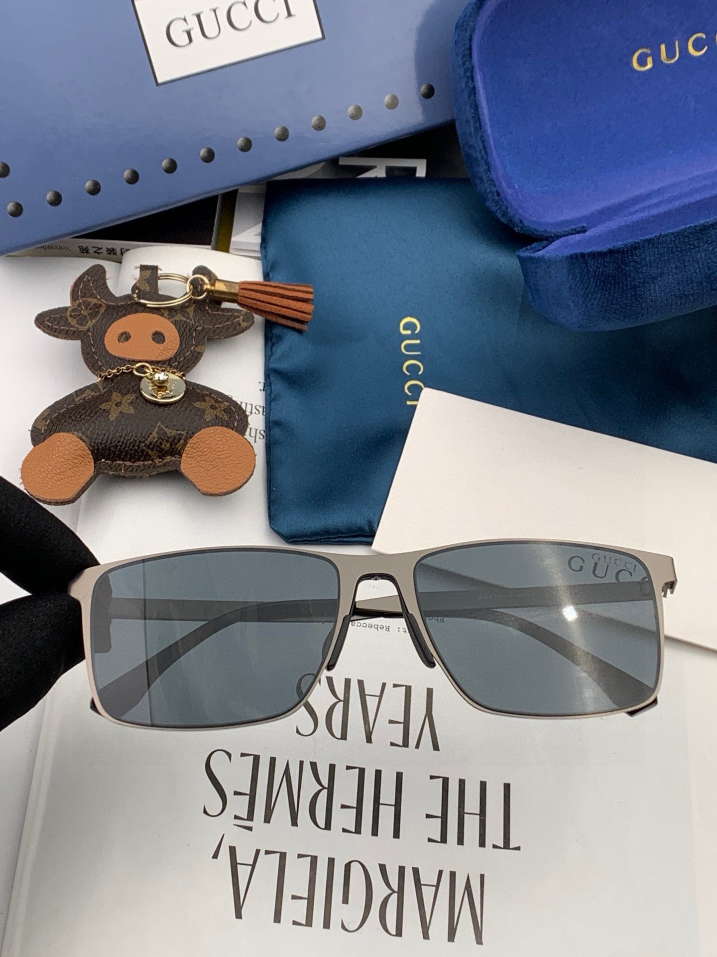 RECTANGULAR FRAME SUNGLASSES G2805 IN METAL - Black